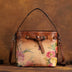 Color Printing Flowers Hand Brush Color Head Layer Leather Hand Inclined Cross Bag - Minihomy