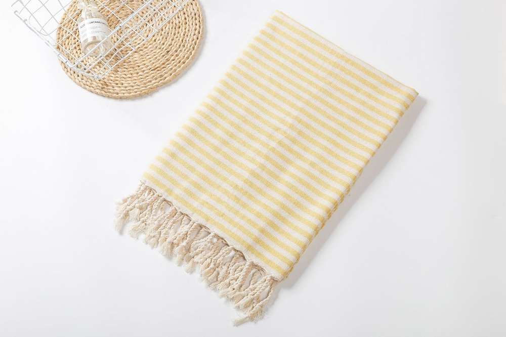 Fringed Beach Towel Polyester Cotton Wearable Striped Bath Towel Cushion Tablecloth - Minihomy