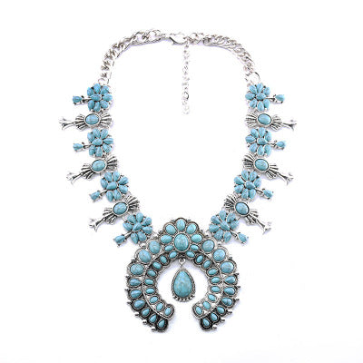 European And American Cross-border Trend Blue Necklace Exaggerated - Minihomy