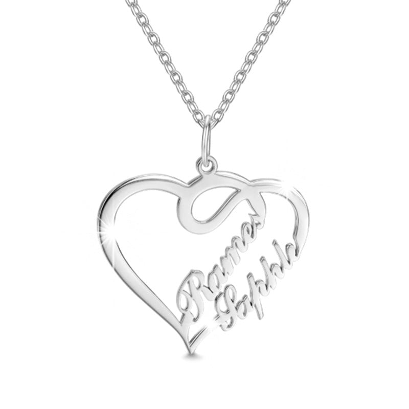 Double Heart Necklace Personalized Necklaces Pendant Gifts Stainless Steel For Women - Minihomy