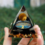 Natural Tiger Eye Orgonite Pyramid Healing Crystals Centerpiece Energy Generator Reiki Chakra Multiplier Orgone Amethyst Meditation - Minihomy