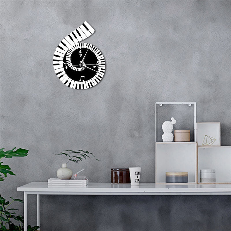 Decoration Wall Clock Treble Clef Piano Keyboard Musical Notes Irregular Decoration Clock Wall Clock Cross-border - Minihomy