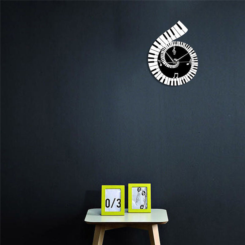 Decoration Wall Clock Treble Clef Piano Keyboard Musical Notes Irregular Decoration Clock Wall Clock Cross-border - Minihomy