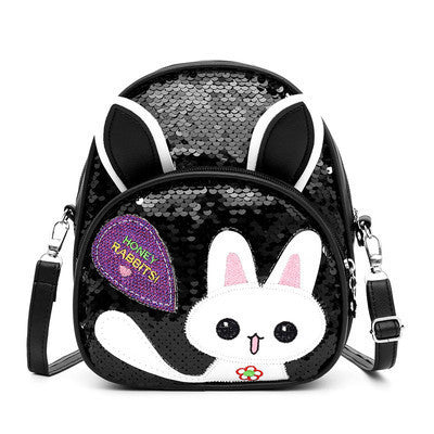 Cute Bunny Sequined One-shoulder Backpack - Minihomy