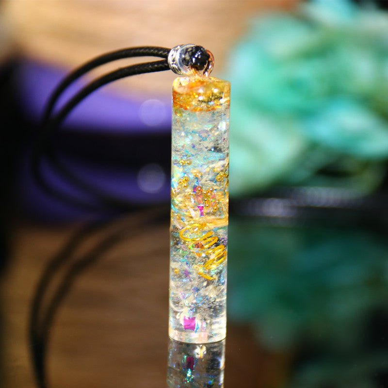 AURA REIKI Orgonite Energy Pendant - Natural Crystal Sweater Chain Necklace - Minihomy