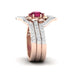 Rose Gold Inlaid Ruby Flower Three-piece Ring