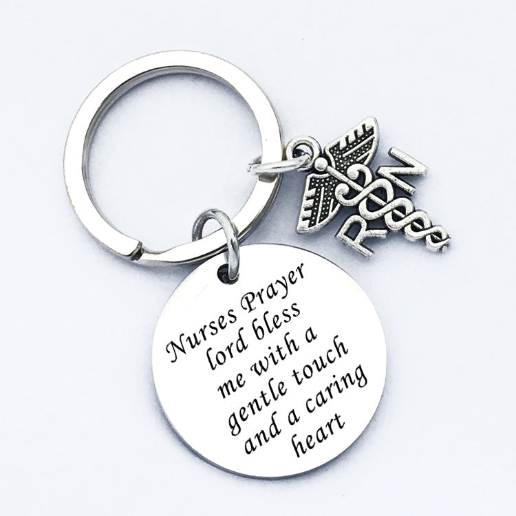 Stainless Steel Keychain Nurse Gift RN Medical Logo