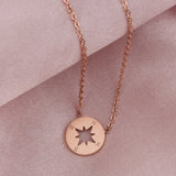 Round Disc Necklaces Pendant  Women Compass Necklace