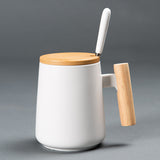 Ceramic Mug With Wooden Handle Mug Coffee Cup - Minihomy