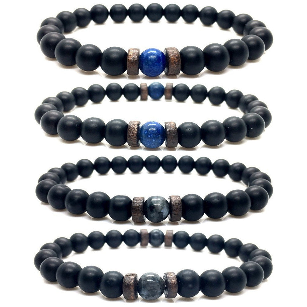 Beaded 8mm Black Volcanic Stone Buddha Bead Bracelet - Minihomy