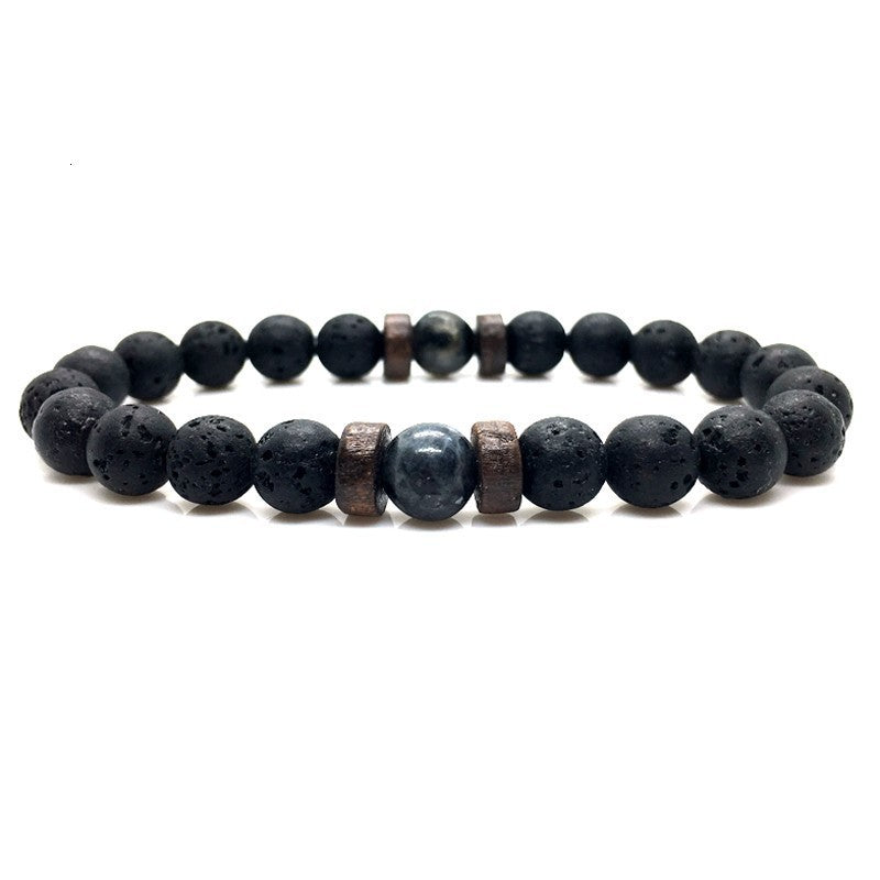 Beaded 8mm Black Volcanic Stone Buddha Bead Bracelet - Minihomy