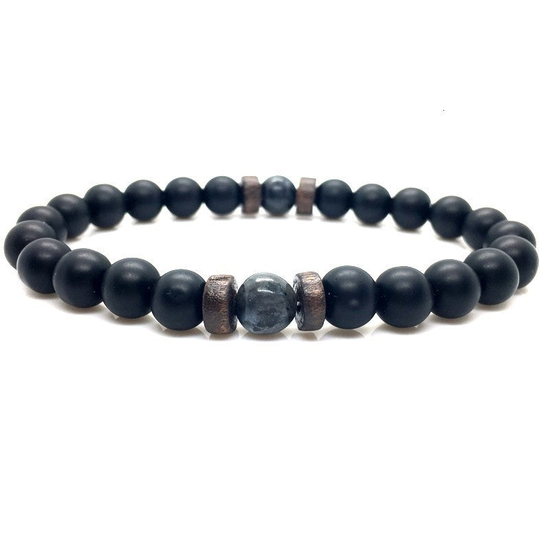 Beaded 8mm Black Volcanic Stone Buddha Bead Bracelet - Minihomy