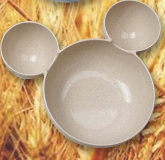 Wheat Straw Children's Bowl Cartoon Wheat Chopsticks Fork Spoon Fruit Dish Mickey's Bowl, Lovely Gift Set - Minihomy