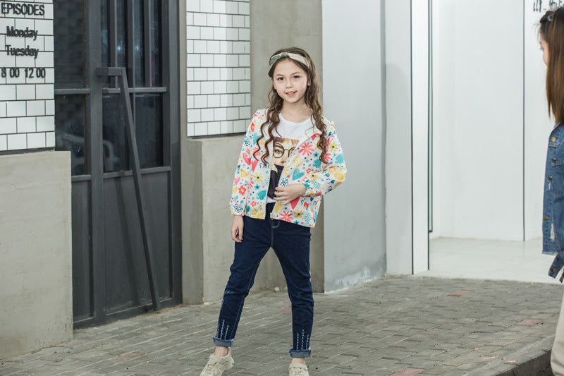 Hooded jacket with print pattern for kids - Minihomy