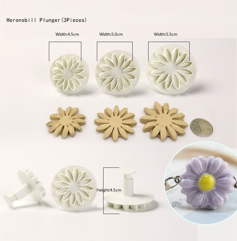 Plastic Flower Fudge Cake Decoration Tool Sugar Art Plunger Knife Baking Biscuit Mold - Minihomy