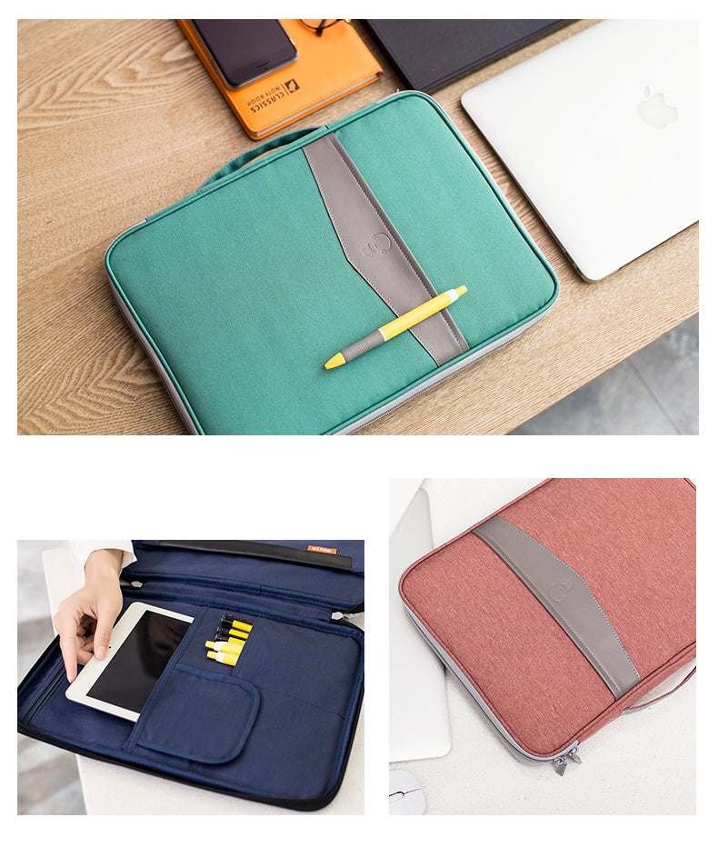 Portable File Bag File Storage Multi-Layer Information Bag Zipper Canvas Female Briefcase - Minihomy