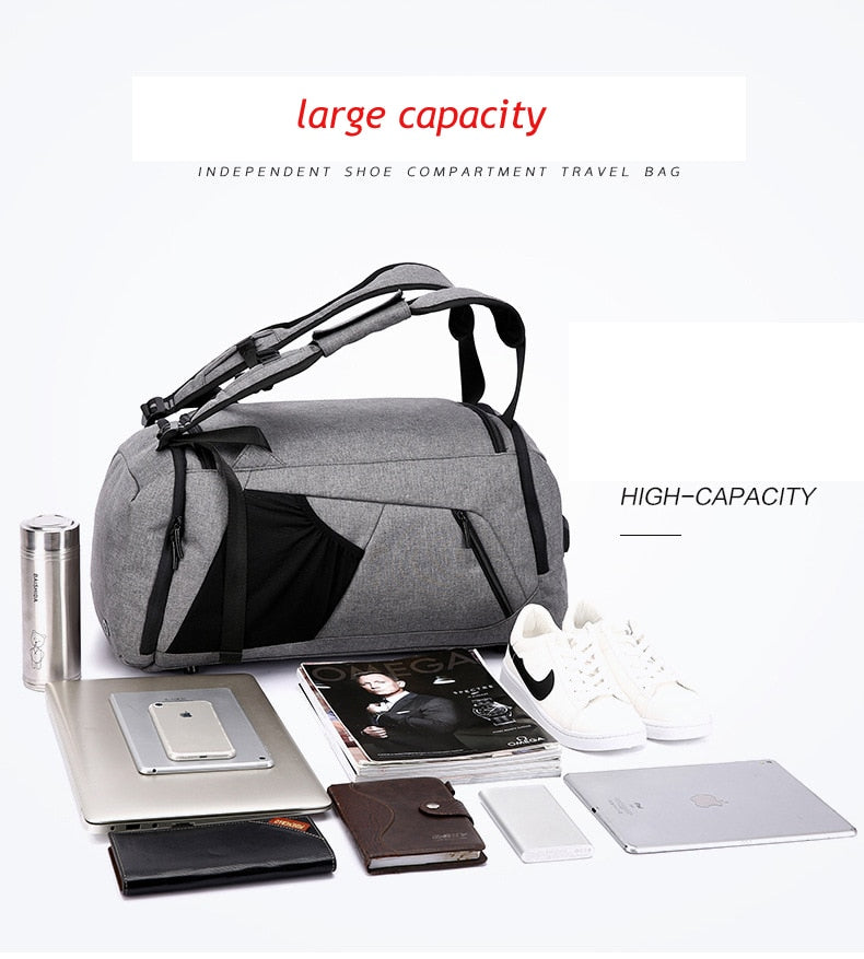 Portable large capacity male duffel bag fitness bag anti-theft travel yoga bag - Minihomy