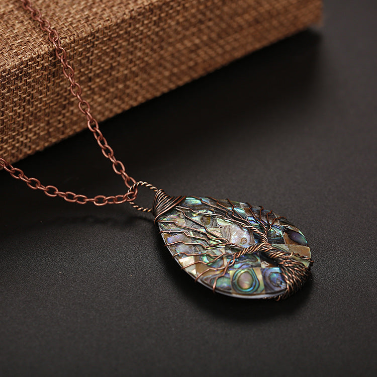 Natural color shellfish abalone shell winding necklace - Minihomy