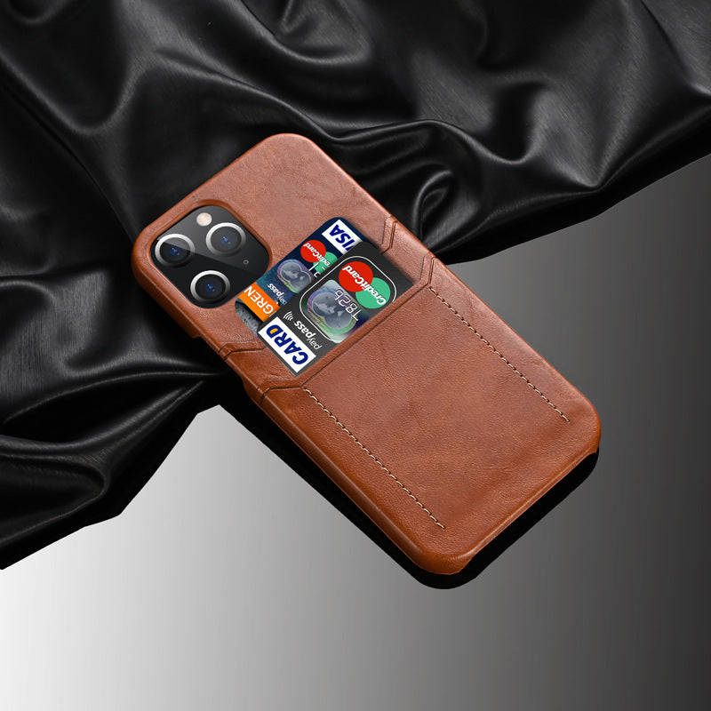 Oil-waxed Calfskin Pattern Mobile Phone Card Protective Case - Minihomy