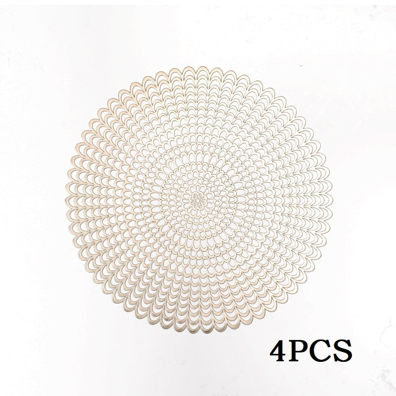 Solid color round PVC hollow placemat