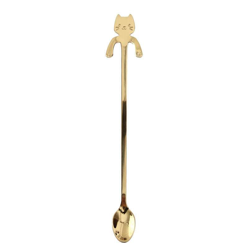 Cross-border 304 Stainless Steel Spoon Cartoon Cat Handle Hanging Coffee Spoon - Minihomy