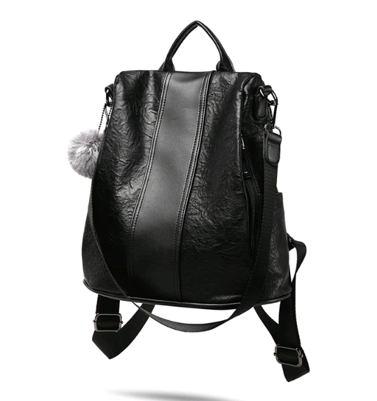 Soft leather backpack female large capacity retro wind backpack