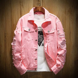 Men's hole loose denim cotton jacket - Minihomy