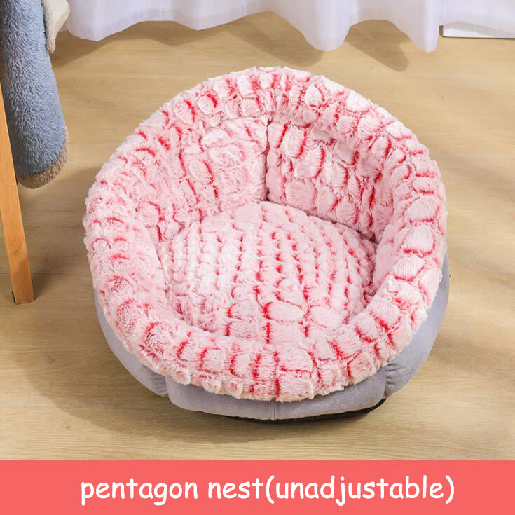 Pet Bed Soft Non-Slip Plush Kennel Round Cat Dog Nest Cushion - Minihomy