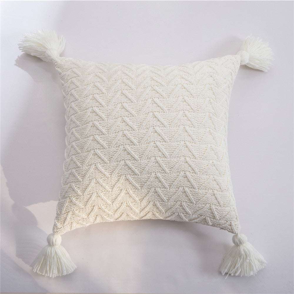 Chenille knitted quilted pillowcase - Minihomy