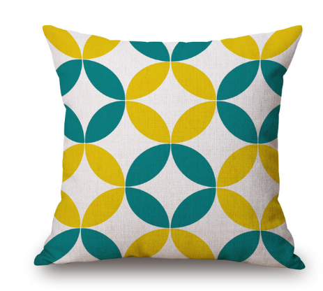 Nordic yellow green geometric print cushion cover - Minihomy