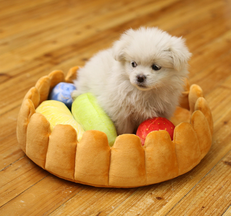 Pet plush cat dog mat kennel cat litter winter warm creative pet mat fruit egg tart bed - Minihomy