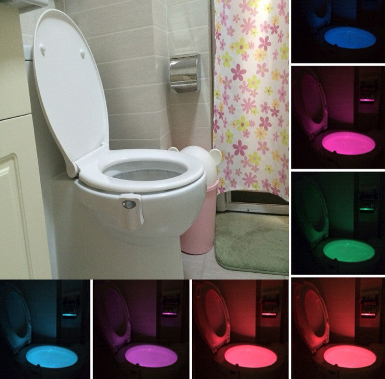 8 color toilet lamp hanging human toilet cover light induction of creative gifts - Minihomy