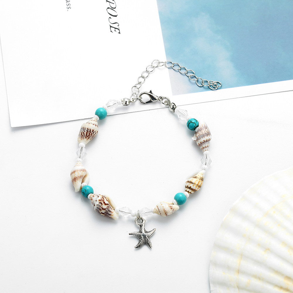 European And American Style Beach Starfish Shell Anklet - Minihomy