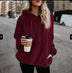 Plus Size Fall Winter Long Sleeve Plush Hooded Shirt Warm Sweatshirt - Minihomy