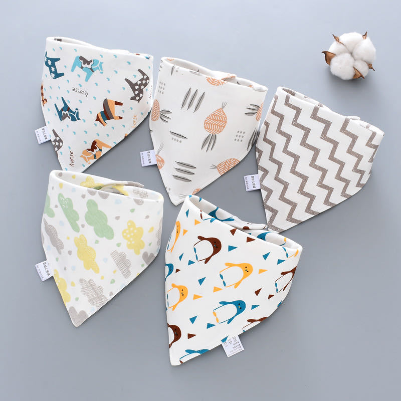 Baby saliva towel Baby Bibs Triangle Double Cotton Bandana Bibs Baby Boys Girls - Minihomy