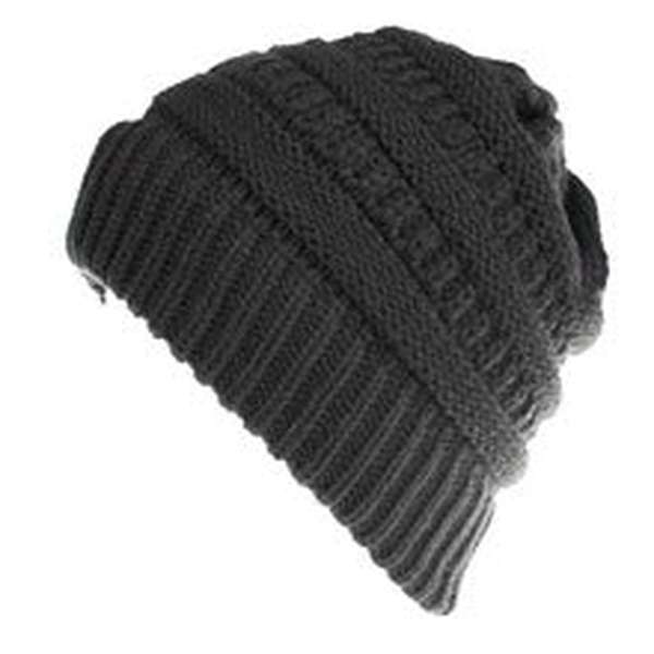 Mixed Color Knitted Wool Hat Ladies Non-labeled Ponytail Hat - Minihomy