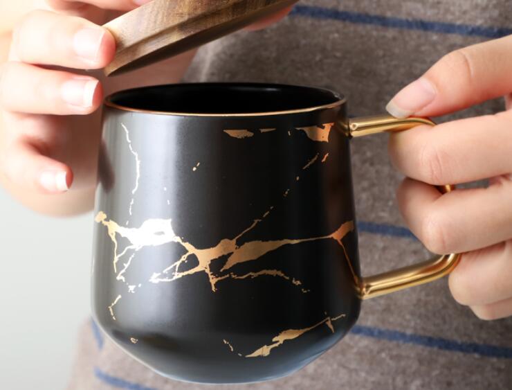 Creative Fresh Nordic Style Marble Matte Gold Ceramic Cup - Minihomy