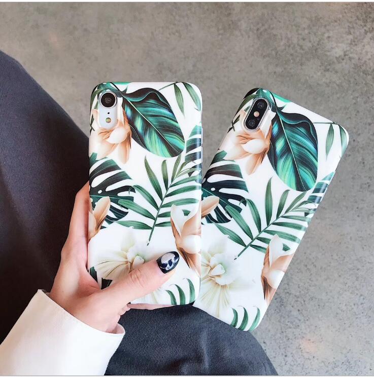 Flowers Banana Leaf Art Phone Case For IPhoneXS Max XR 6S 6 7 8 Plus X Retro Soft Floral Phone Back Case With Flowers Style - Minihomy