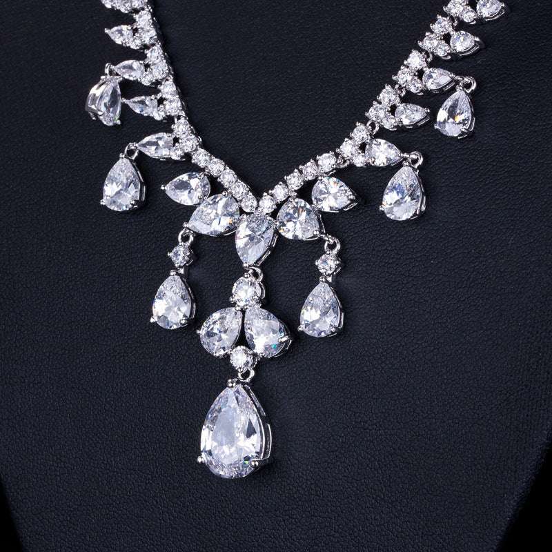 Liangya beauty bride Necklace Set drop 3A zircon jewelry manufacturers selling jewelry high-end banquet - Minihomy