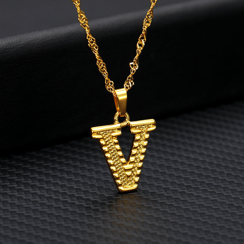 26 letters gold-plated pendant necklace - Minihomy