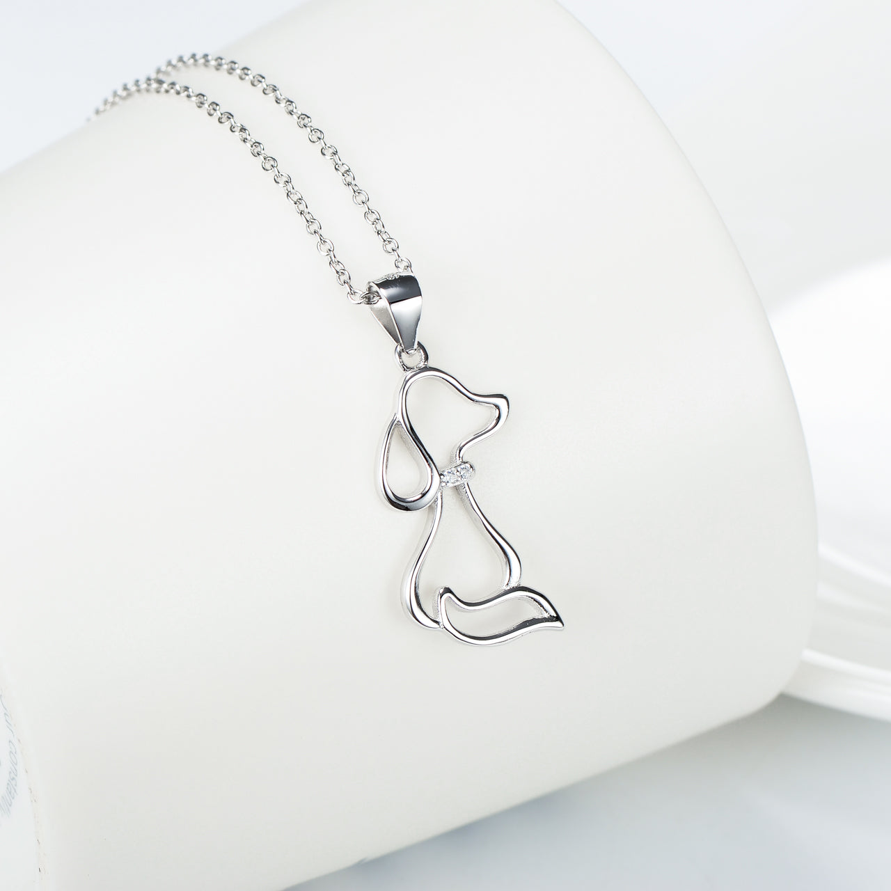 Ladies 925 Sterling Silver Jewelry Dog Necklace - Minihomy