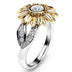 Gold-plated couple ring sunflower flower color separation zircon ring - Minihomy