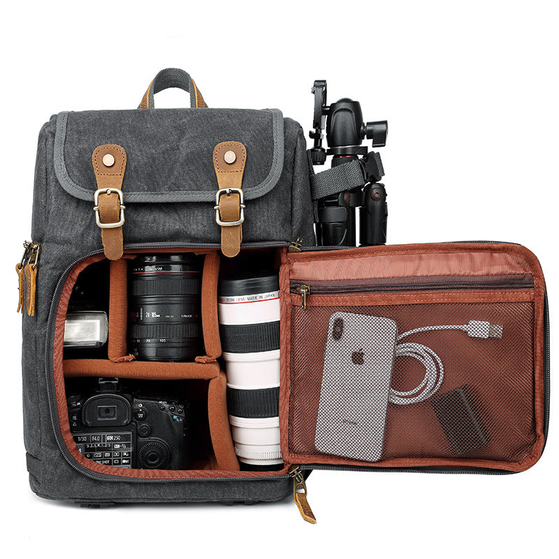 Waterproof Canvas Photography Bag Camera Backpack