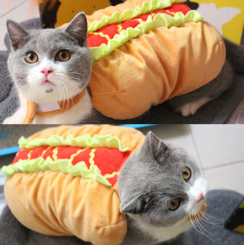 Pet Dog and Cat Costume, Cute Hot Dog Sandwich Costume, Funny Hot Dog Clothes, Cat Costume - Minihomy