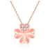 18K gold necklace lucky clover Rose Gold Diamond Pendant gold color custom female bone chain shop - Minihomy