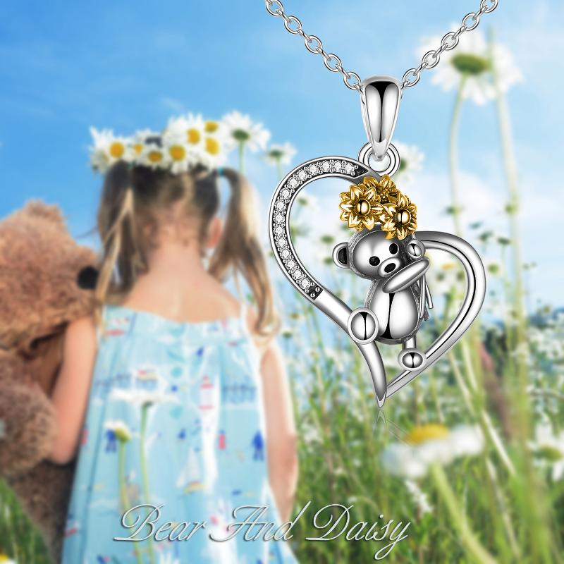 Sterling Silver Sunflower Panda Bear Jewelry for Women Gifts