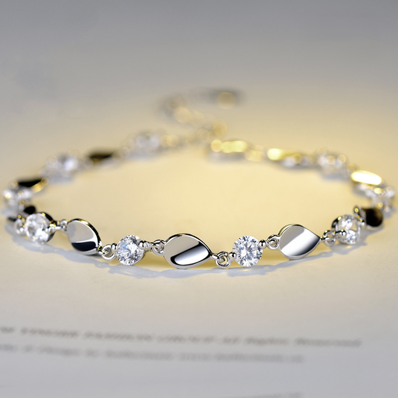 Diamond-encrusted 925 sterling silver bracelet - Minihomy