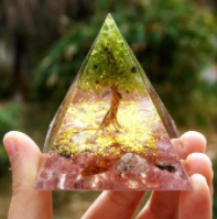 Natural Tiger Eye Orgonite Pyramid Healing Crystals Centerpiece Energy Generator Reiki Chakra Multiplier Orgone Amethyst Meditation - Minihomy