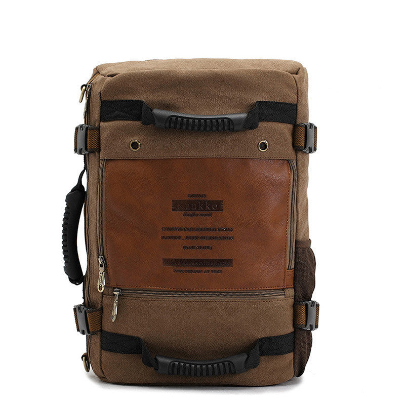 Men Canvas Backpack Huge Travel School Shoulder Computer Backpack Functional Versatile Bags Multifunctional Laptop Bag - Minihomy