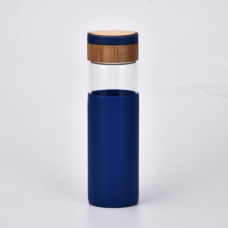 Handle Bamboo Cover Color Silicone Cover Outdoor Water Cup - Minihomy